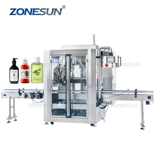 ZONESUN ZS-VTPF2 Double Buse Piston Servo Pompe À Crème de Lotion De Shampooing De Suivi de Ligne de Machine de Remplissage