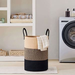 Cesto de Almacenamiento Grande y Alto de Cuerda Tejida con Asa, 100% Algodón, Multifuncional, Ecológico, Color Personalizado para Ropa Sucia y Juguetes - Product Image 5