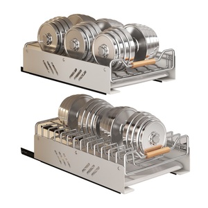 Stainless Steel <b>Dish</b> Storage Rack Kitchen Cabinet <b>Standing</b> Type Non-Folding Double Tier Waterproof Modern Drawer-Type Pull Box - Product Image 4