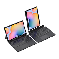 Casing Keyboard Nirkabel Magnetik Baru untuk Tab S6 Lite 10.4 inci dengan Trackpad Multifungsi RGB 7 Warna Backlit