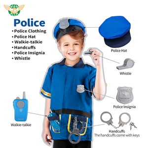 Vente en gros Haut à manches courtes unisexe Uniforme de police avec kit de <span class=keywords><strong>maquillage</strong></span> Jouets pour enfants Party Cosplay Costume pour garçons et filles - Product Image 2