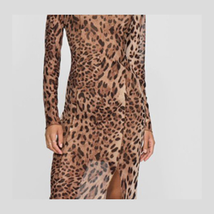 Maxi abito da donna a manica lunga <span class=keywords><strong>con</strong></span> stampa leopardata e <span class=keywords><strong>spacco</strong></span> anteriore - Product Image 6
