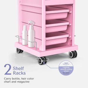 Chariot de rangement mobile réglable rose pour salon de beauté et coiffure, idéal pour spa et usage domestique, en plastique, directement de l'usine - Product Image 4