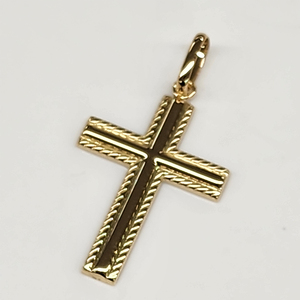 Finition brillante bijoux fins pendentif à breloque croix en or massif 18 carats pour les cérémonies religieuses - Product Image 1