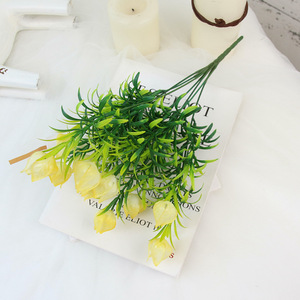 Flor Artificial de Plástico con 7 Ramas en Forma de Linterna para Decoración de Paredes Florales, Accesorio para Bonsái, Adorno Floral para el Hogar - Product Image 5