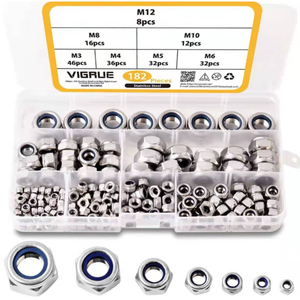 170 Cái 7 Kích Cỡ 304 Thép Không Gỉ DIN 982 Khóa Nut Assortment Sets DIN985 Nylon Chèn Khóa Nut Phụ Kiện Nội Thất M3 M4 M5 - Product Image 2