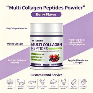 Poudre de peptides de collagène hydrolysé en vrac, marque privée, saveur baies, types I-V, multi-sources pour la peau, les cheveux et les ongles, soin quotidien - Product Image 3