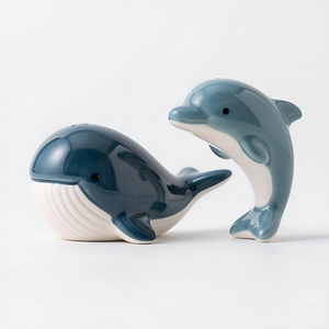Ensemble salière et poivrière en céramique mignonnes en forme <span class=keywords><strong>de</strong></span> requin et <span class=keywords><strong>de</strong></span> <span class=keywords><strong>baleine</strong></span>, pots à épices décoratifs sur le thème des animaux marins, vaisselle <span class=keywords><strong>de</strong></span> cuisine, cadeau - Product Image 2