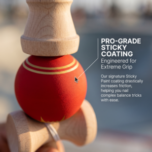Teen Physical Fitness Wooden Kendama Red Gold Pattern <b>Rubber</b> <b>Paint</b> Skill Toy Active Street Play Hand Eye Coordination Gift - Product Image 3
