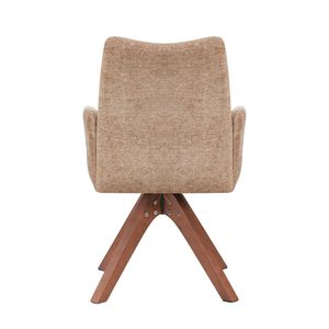 Italian Fabric High Back Executive <b>Armchair</b> Danish Design Modern Swivel Wood Frame Stainless Steel Fixed Armrest French Office - Product Image 3