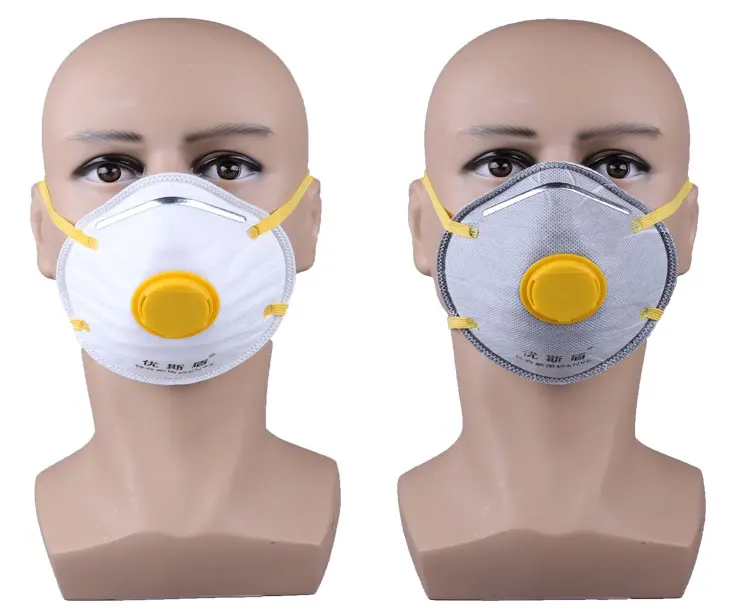 China Hersteller 4-fach Schutz Staub maske mit Aktivkohle Kopfbändern Holz Arbeits schutz Gesichts maske kn95 mit Ventil