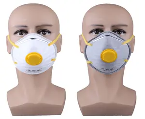 China Manufacturer 4ply protection dust mask with active carbon head straps wood working protective face masker kn95 with valve