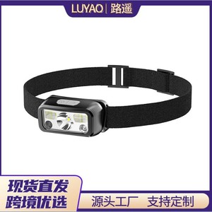 Lampe frontale LED 100LM rechargeable par USB avec capteur de mouvement noir pour la course nocturne, la pêche et les patrouilles - Product Image 6