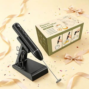 Batidora de Leche Eléctrica Recargable Portátil Negra con 3 Cabezales y 3 Velocidades, Mezclador de Bebidas, Espumador de Café para Chocolate y Huevos - Product Image 2