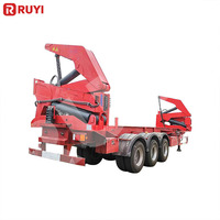 Semi-remorque élévateur latéral pour conteneurs en acier RUYI 37 tonnes 20FT/40FT, plateforme hydraulique à crochet, 3 essieux, auto-chargeante, prix usine