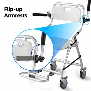Chaise de douche pliante 2-en-1 Lansing Medical en aluminium pour personnes <span class=keywords><strong>âgée</strong></span>s, handicapées, handicapés à mobilité réduite, jusqu'à 150 kg, moderne et légère - Product Image 2