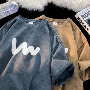 เสื้อยืดวินเทจสำหรับผู้ชายเสื้อโอเวอร์ไซส์เปิดไหล่250gsm ทิ้งไว้แบบเฮฟวี่เวทตามสั่งผ้าฝ้ายแนวสตรีท100% - Product Image 1