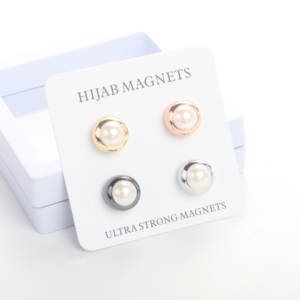 ヒジャーブ用非スナッグマグネットピンイスラム教徒スカーフ用ヒジャーブブローチ超強力なヒジャーブマグネット付きパールジュエリー - Product Image 1