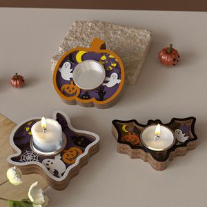 Cimento De Gesso Halloween Pumpkin Candle Holder Silicone Mold Adequado para Ghost Bat Candle Cup Mold Decoração Para Casa - Product Image 5