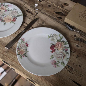 Assiette à petit-déjeuner ronde en céramique vintage Terre De Fer ensemble de cuisine classique français avec motif de fleurs roses pour fête vente en gros d'assiettes avec chargeur - Product Image 2