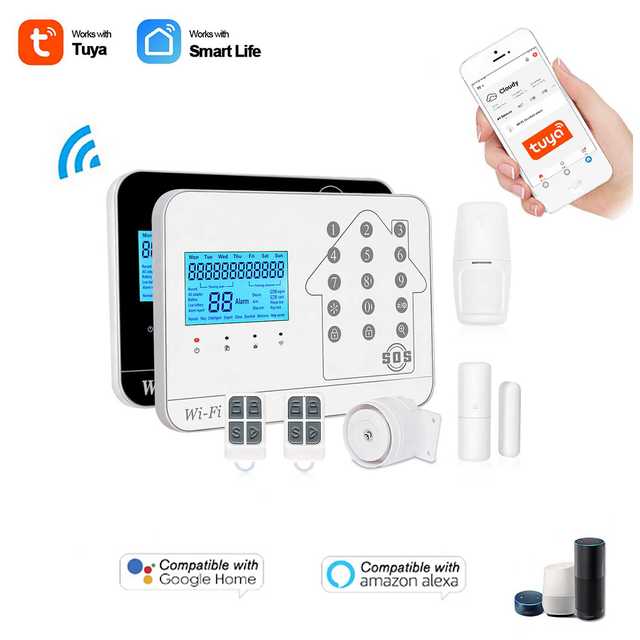 High Security Smart Home WiFi Tuya WiFi Burglar Alarm System Portable Home Security for Fire Door and Smoke Auto Alarm System