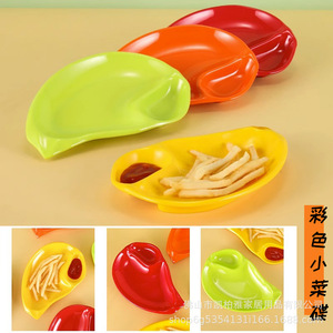 <b>Melamine</b> snack <b>plate</b> with vinegar dish, uniquely shaped compartmentalized fries <b>plate</b>, creative plastic bar dumpling <b>plate</b>, - Product Image 1