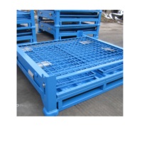 Boîte à palettes industrielle en acier Q235 personnalisable Deno, pliable, empilable, 3 couches, revêtement poudré, conteneur de stockage d'entrepôt de 1000 kg