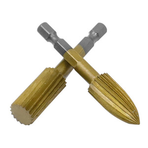 Ensemble de fraises rotatives à tige hexagonale en acier rapide, plaquées titane, pour meulage et polissage, 5 formes irrégulières - Product Image 2