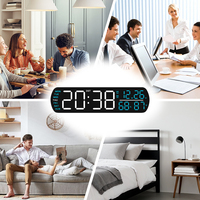 Horloge numérique à affichage LED électronique grand écran portable avec télécommande, calendrier, heure, étanche, intérieur, monde