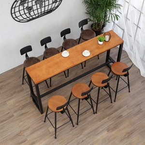 वाणिज्यिक कस्टम फॉशन बार फर्नीचर औद्योगिक कैफे लकड़ी के लोहे की छाल कॉकटेल बार टेबल और रेस्तरां के लिए मल - Product Image 3