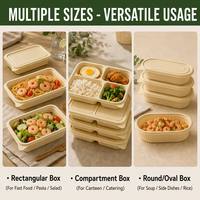 Boîtes à lunch jetables, 1000 ml, sans PFAS, micro-ondables, contenants alimentaires biodégradables en amidon de maïs avec couvercles