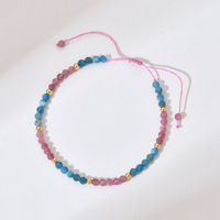 Bracelet en perles de pierre naturelle à facettes faites à la main, cordon ajustable à nœud coulissant, bijoux empilables, cadeaux