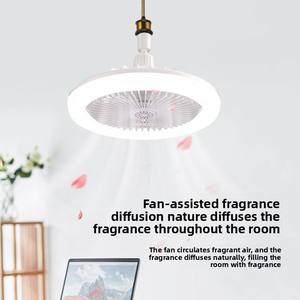 Ventilateur de plafond LED avec diffuseur de parfum, moteur DC, télécommande, variateur d'intensité, 5 vitesses, 5 pales, design moderne, montage encastré, plastique blanc - Product Image 1