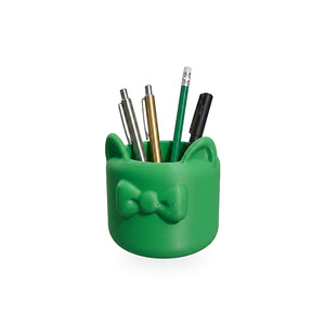 Red Cat Ear Pen Holder With Bowknot Plastic Desk Organizer For Student Office Supplies Round Shape Multicolor Option - Product Image 4