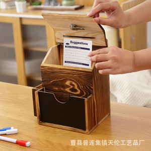 Buzón de madera para exterior, buzón de sugerencias retro de madera con cerradura, decoración de pared, buzón de madera maciza, urna de votaciones independiente - Product Image 4