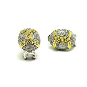 Vintage Style Micro Set Zircon <b>Stud</b> <b>Earrings</b> Oval Geometric Shape White Zircon Zinc Alloy Fashion Jewelry - Product Image 2