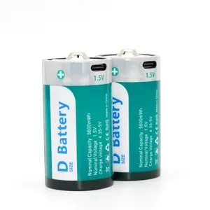 中国供应商可充电D尺寸锂电池1.5V可充电纽扣电池D尺寸家用遥控器电池