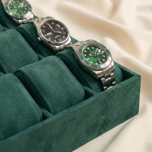 Boîte de rangement de luxe pour montres, 18 emplacements, en PU vert, résistante aux chocs, présentoir pour vitrine ou comptoir - Product Image 4