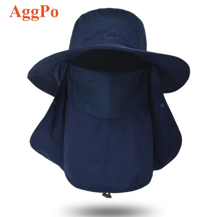 Chapeaux de pêche à large bord avec couverture de visage à rabat de cou, casquette de visière de golf de protection solaire chapeau de plage de voyage d'été