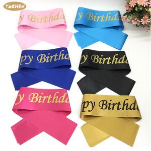 YACHEN vente en gros de ceinture de joyeux anniversaire en satin doux coloré <span class=keywords><strong>pour</strong></span> femmes et hommes fournitures de fête d'anniversaire <span class=keywords><strong>accessoires</strong></span> de décoration - Product Image 3