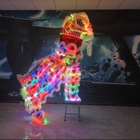 Costume de danse du lion chinois à LED, ensemble de tête de lion dorée et blanche lumineuse pour le Nouvel An, festival, spectacle sur scène, décoration
