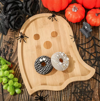 Plateau de service en bambou pour Halloween, motif citrouille et fantôme, écologique et durable, idéal pour la décoration de fête