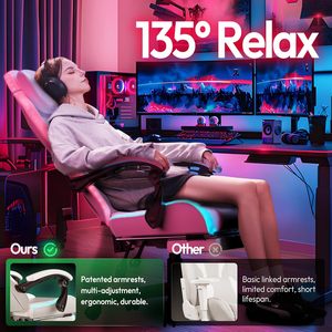 เก้าอี้เล่นเกม ajunion เก้าอี้นักเล่นเกมคอมพิวเตอร์400lbs มีโหมดคู่แสง RGB ขนาดกะทัดรัดเหมาะกับการทำงานสำหรับวัยรุ่น - Product Image 6