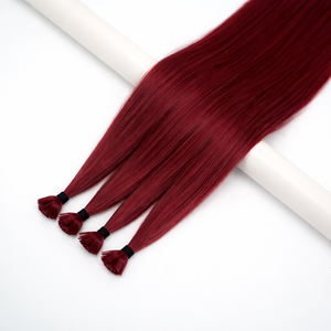 Extensiones de Cabello Liso Brasileño Borgoña de Punta Plana, Cabello Humano Remy Teñido de Una Sola Capa, Cutícula Completamente Alineada, Larga Duración - Product Image 2