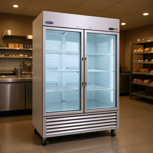 Congélateur commercial OriKool 49 pieds cubes en acier inoxydable à double porte, vitrine réfrigérée pour produits - Product Image 2