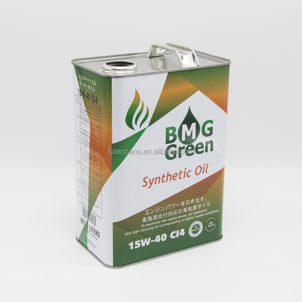 Customized 4L printed tin can square tin motor oil container for engine oil packaging