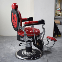 Fauteuil de Barbier de Luxe Style Rétro en Cuir Rouge, Inclinable et Pivotant, pour Salon de Coiffure