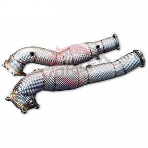 Collecteur d'échappement haute performance en acier inoxydable 304 avec catalyseur pour Audi S6 S7 S8 RS6 RS7 C7 4.0T V8 2012–2018 avec bouclier thermique sans voyant d'avertissement (CEL) - Product Image 2