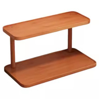 Support de rangement de bureau en bambou pour tasses, services à thé et ornements - Présentoir rectangulaire au design simple pour poste de travail