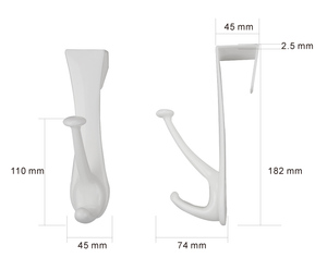 2 Pezzi <span class=keywords><strong>Appendiabiti</strong></span> Bianco in Plastica PP Ecologica a Doppia Testa con Gancio Multifunzionale da Appendere Sopra la Porta per Vestiti - Product Image 2